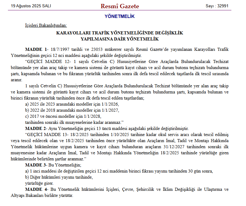 karayollari-trafi̇k yönetmeli̇ği̇nde deği̇şi̇kli̇k  yapilmasina dai̇r yönetmeli̇k-619