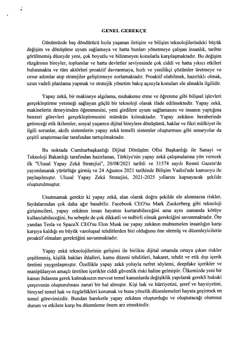 yapay-zekâ sistemlerine i̇lişkin kanun teklifi -667