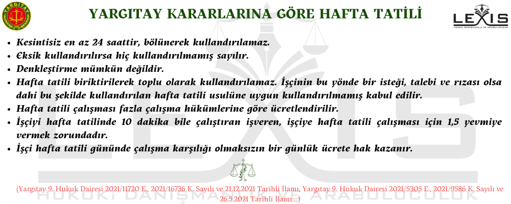 Yargıtay Kararlarına Göre Hafta Tatili