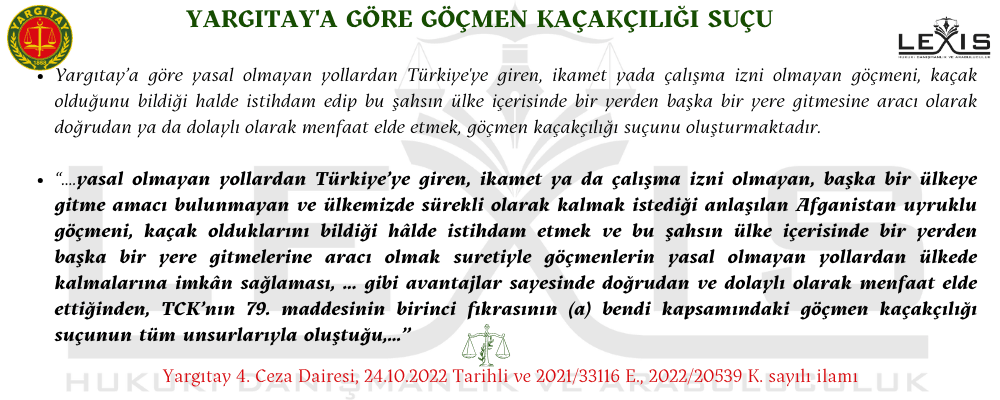 Yargıtay'a Göre Göçmen Kaçakçılığı Suçu